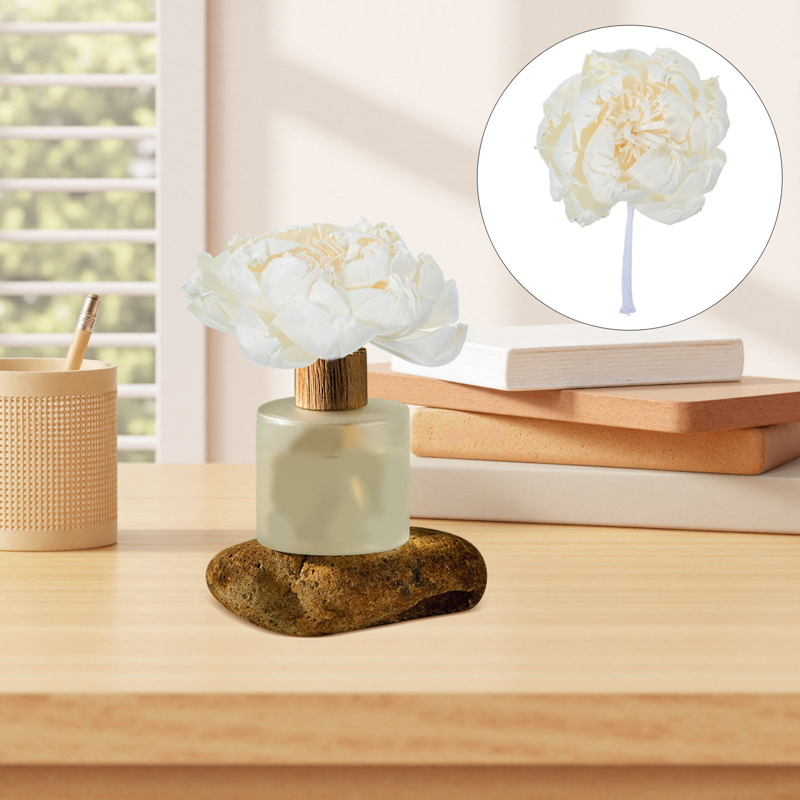 Home Fragrance And Diffuser - 모란꽃 향 디퓨저 12cm 인조 모란꽃