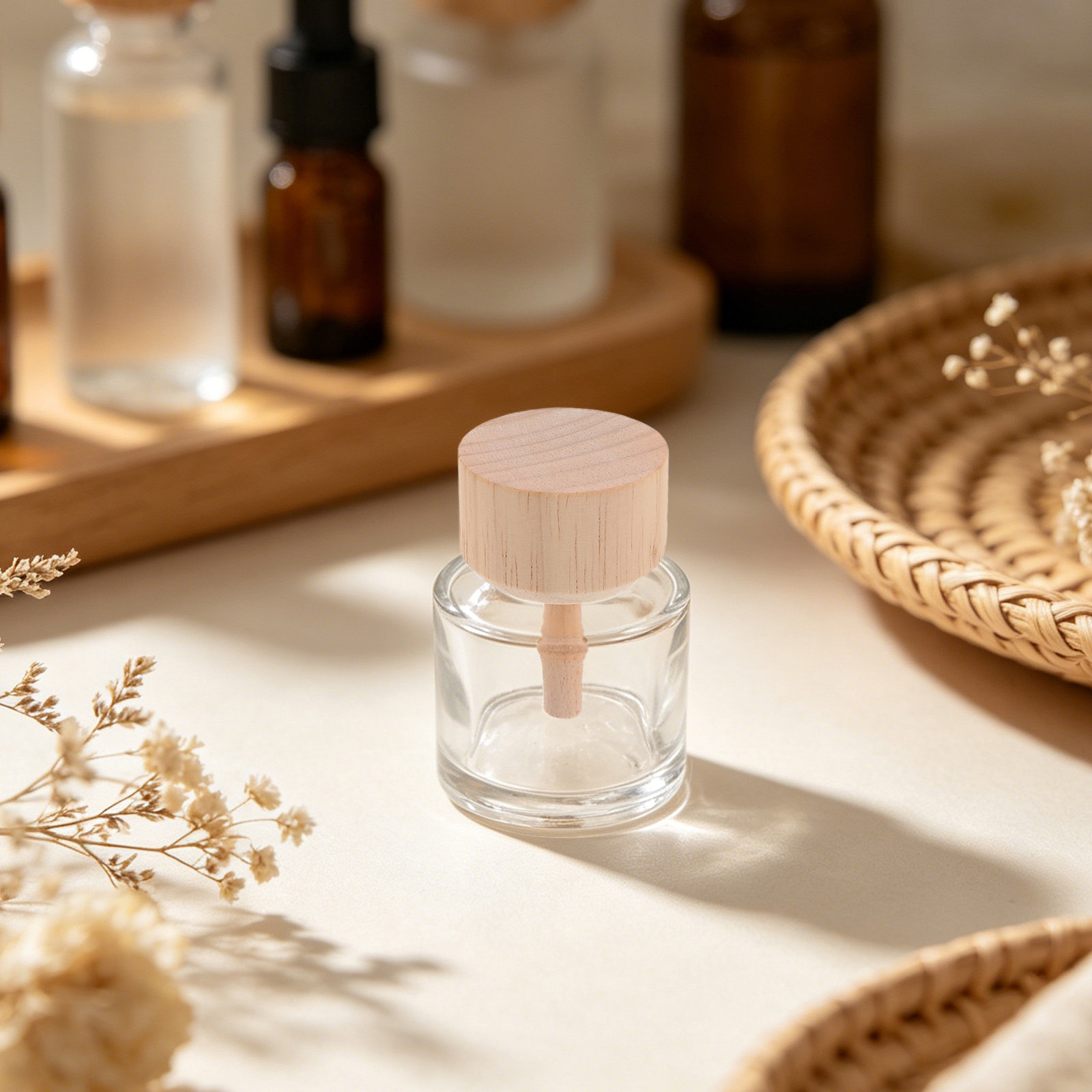 Home Fragrance And Diffuser - 2개입 투명 유리 리드 디퓨저 병
