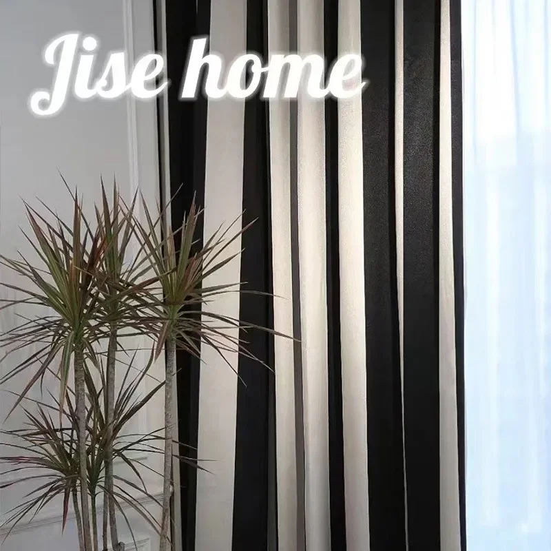 세로 줄무늬 흑백 셔닐 실 자카드 하이 엔드 커튼 아트 - Home Fragrance In French 리뷰 및 가격